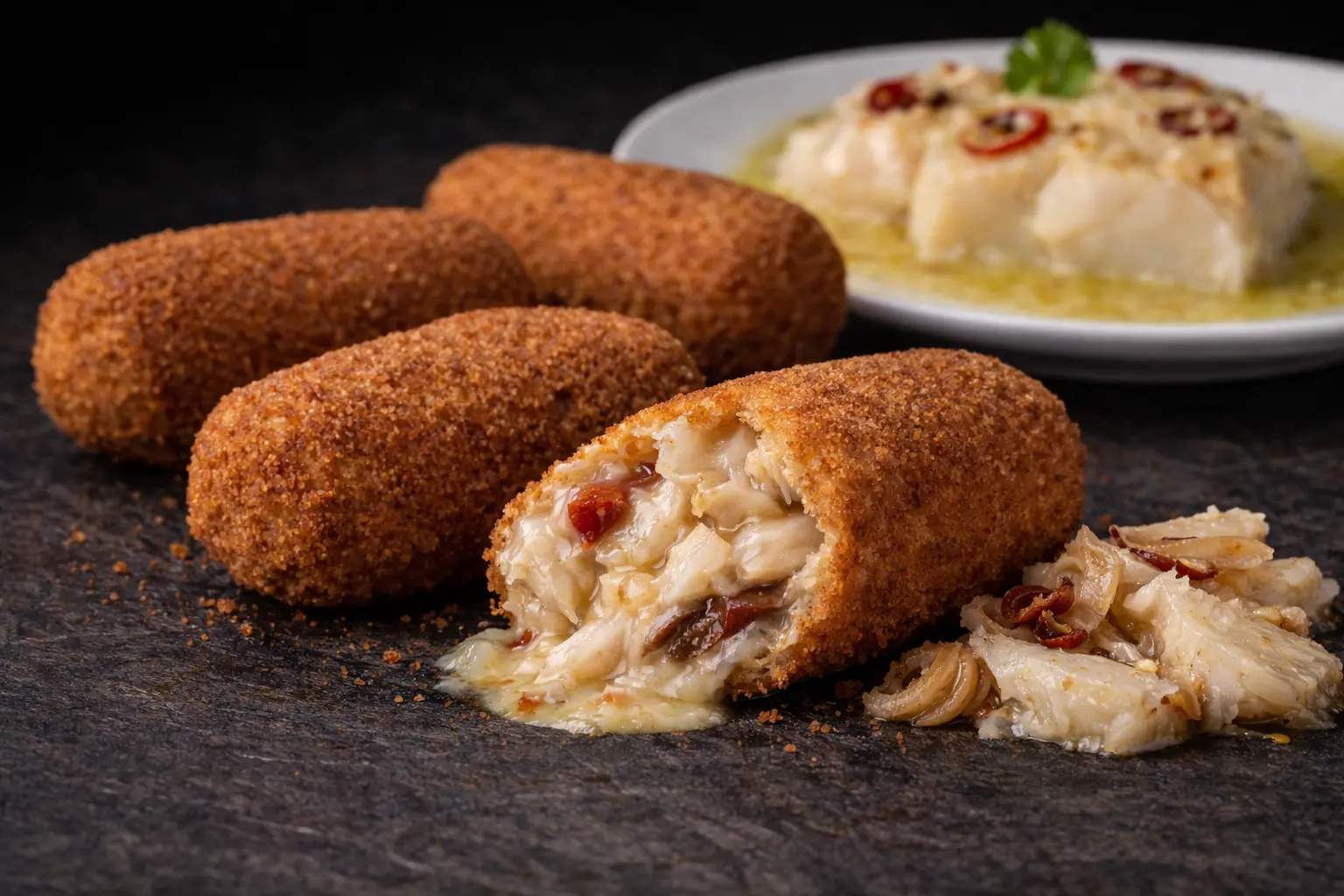 Croqueta de bacalao al pil-pil